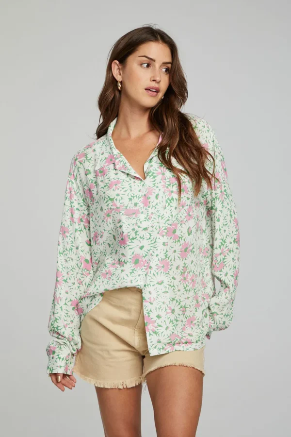 Store Saville Button Down - Grass Daisy Floral Women Outerwear | Loungewear