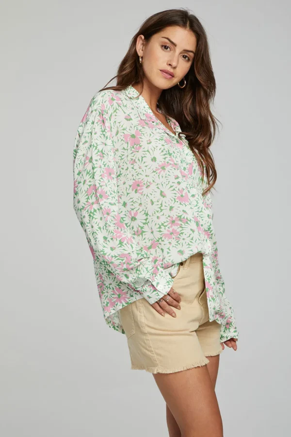 Store Saville Button Down - Grass Daisy Floral Women Outerwear | Loungewear