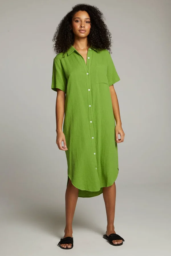 Cheap Sebastian Piquant Green Button Down Women Loungewear | Dresses