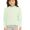 Outlet Semi Cropped Hi Lo Mock Neck Puff Sleeve Pullover Kids Girls