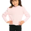 Cheap Semi Cropped Hi Lo Mock Neck Puff Sleeve Pullover Kids Girls