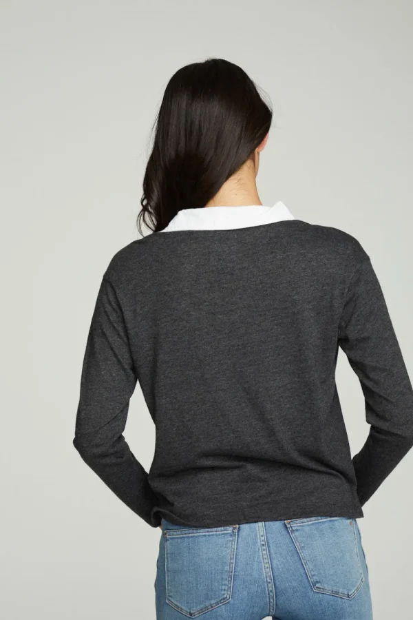 Store Semi Cropped Polo Boxy Short Sleeve Tee Women Tops