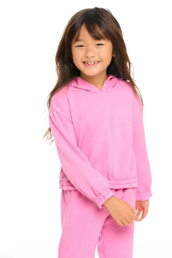 Best Sale Semi Cropped Shirred Hoodie Pullover Kids Girls