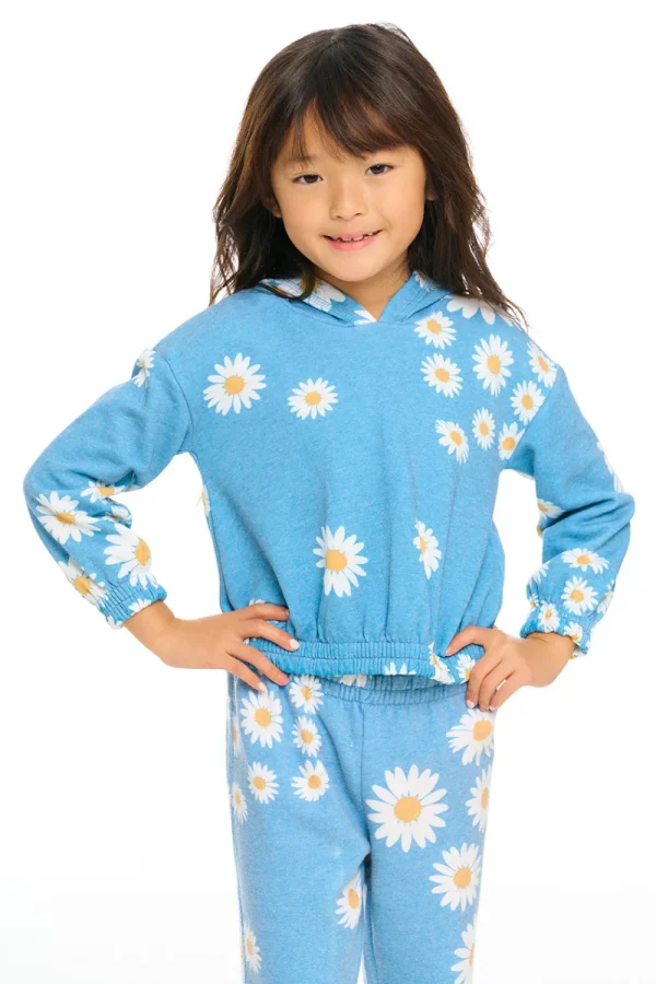 Cheap Semi Cropped Shirred Hoodie Pullover Kids Girls