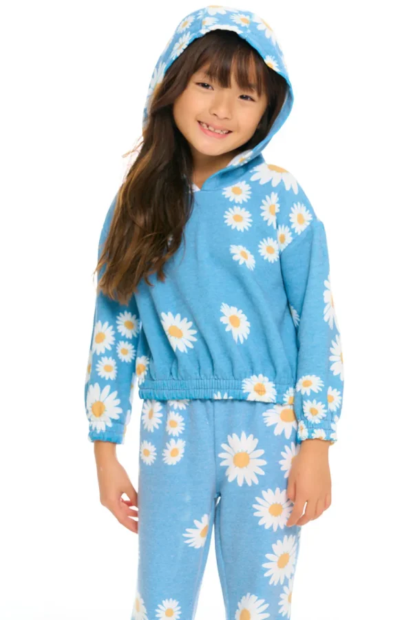 Cheap Semi Cropped Shirred Hoodie Pullover Kids Girls