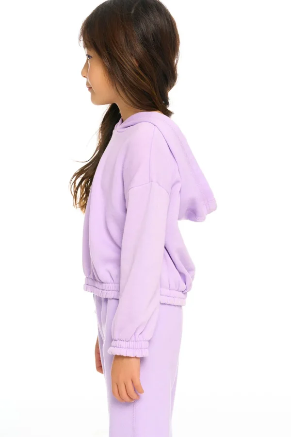 Clearance Semi Cropped Shirred Hoodie Pullover Kids Girls