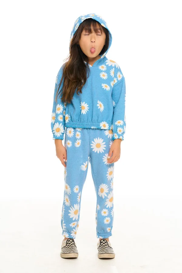 Cheap Semi Cropped Shirred Hoodie Pullover Kids Girls
