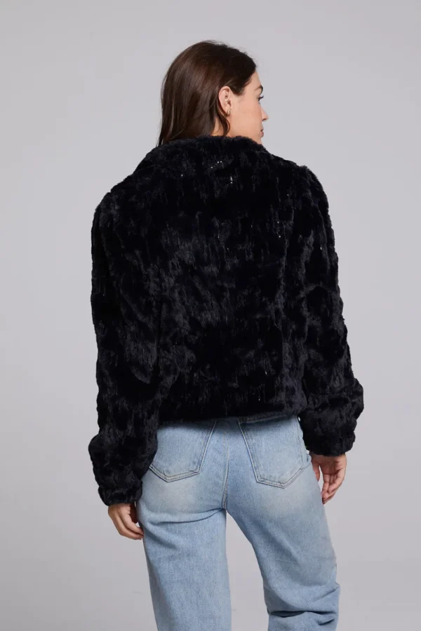 Cheap Sequin Faux Fur Puff Sleeve Jacket Women Outerwear | Loungewear
