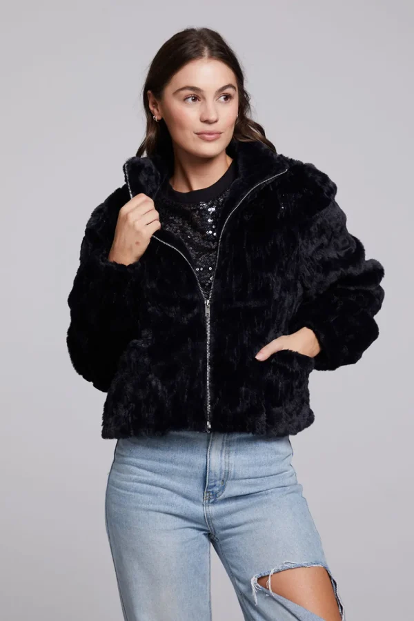 Cheap Sequin Faux Fur Puff Sleeve Jacket Women Outerwear | Loungewear