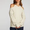 Hot Sequin Knit Cold Shoulder Sweater Women Outerwear | Loungewear