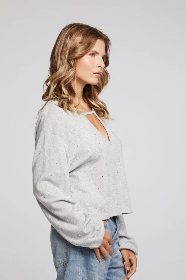 Best Servinoo Heather Grey Long Sleeve Women Loungewear | Tops