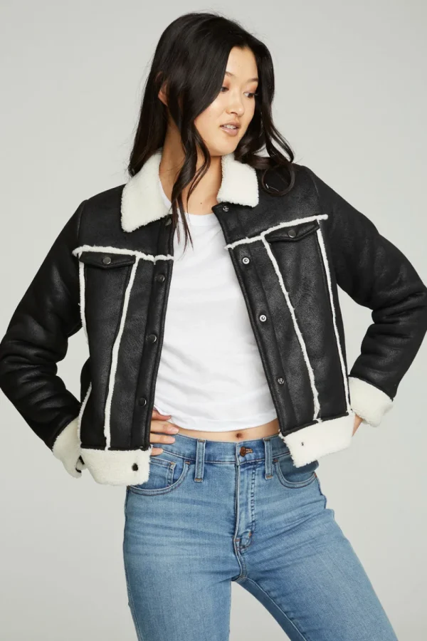 New Shearling Trucker Jacket Women Outerwear | Tops