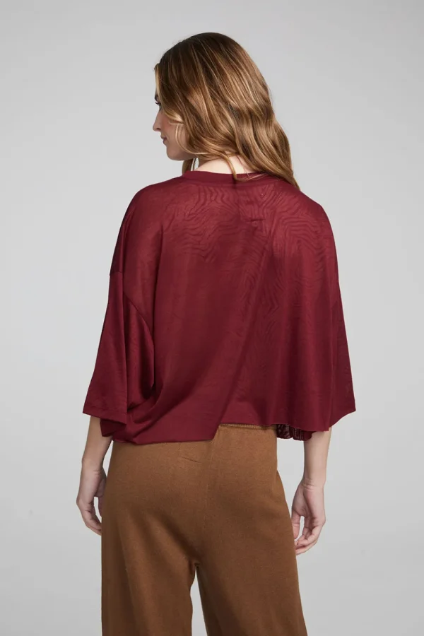 New Shine Wine Red Tee Women Loungewear | Tops