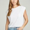 Cheap Shirred Muscle Tee With Twisted Roll Sleeve Women Tops