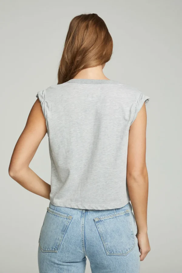 Cheap Shirred Muscle Tee With Twisted Roll Sleeve Women Tops