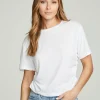 Outlet Short Sleeve Crew Neck Shirred Side Tee Women Tops