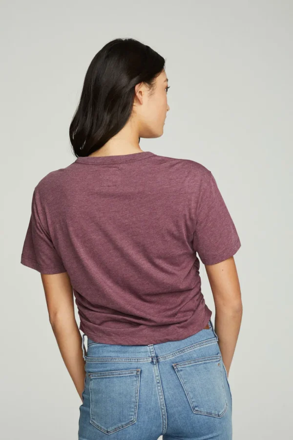 Outlet Short Sleeve Crew Neck Shirred Side Tee Women Tops