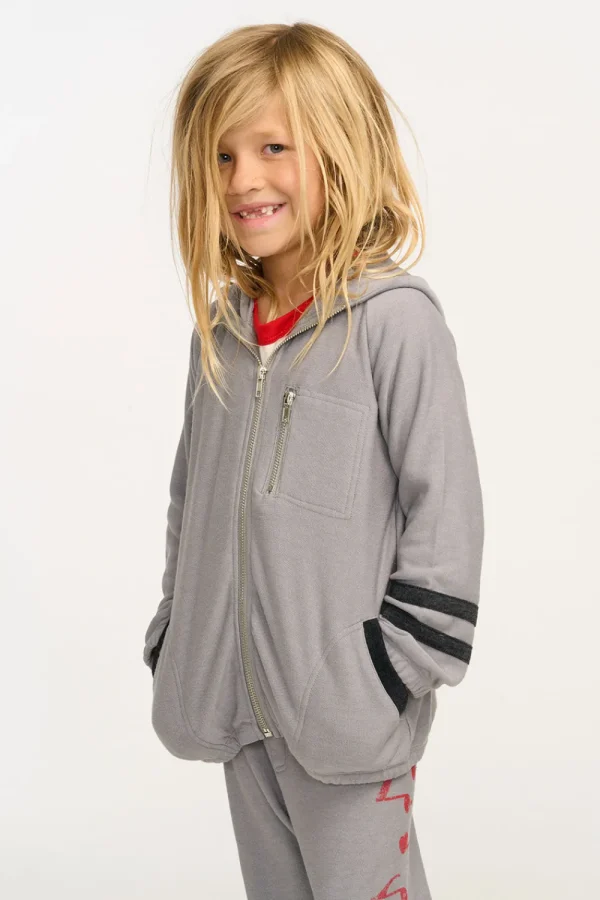 Online Silver Gray Zip Up Hoodie Kids/BOY Boys