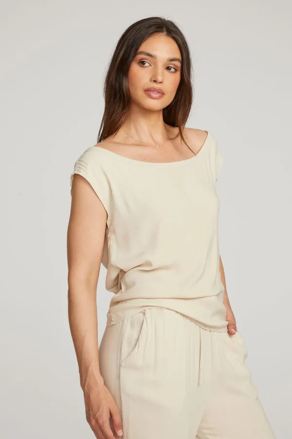Online Sleeveless Bark Dolman Tee Women Loungewear