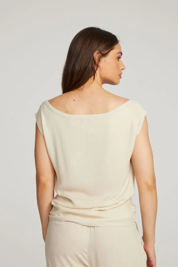 Online Sleeveless Bark Dolman Tee Women Loungewear