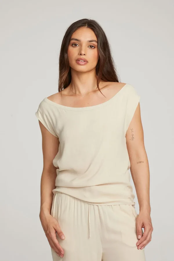 Online Sleeveless Bark Dolman Tee Women Loungewear
