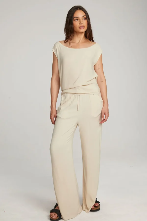 Online Sleeveless Bark Dolman Tee Women Loungewear