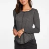 New Slub Jersey Long Sleeve Seamed Tee In True Black Women Tops