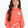 Discount Smiley Flower & Hearts Girls Pullover Hoodie Kids Girls