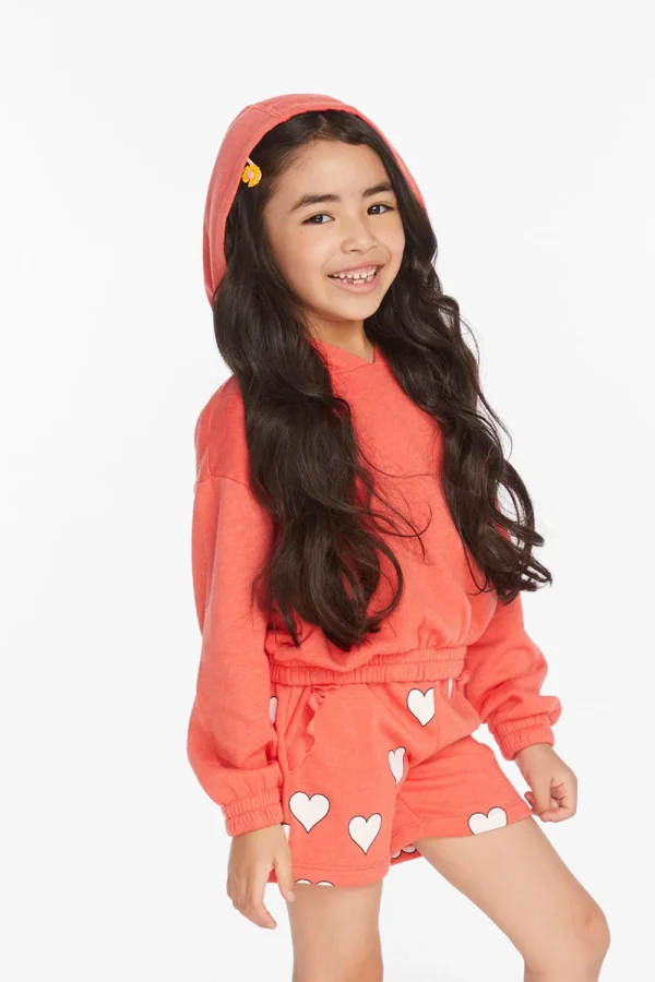 Discount Smiley Flower & Hearts Girls Pullover Hoodie Kids Girls