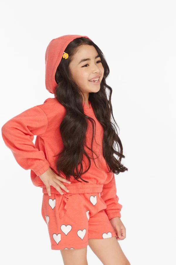 Discount Smiley Flower & Hearts Girls Pullover Hoodie Kids Girls