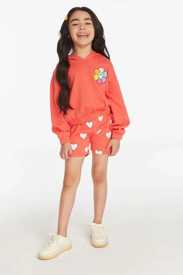 Discount Smiley Flower & Hearts Girls Pullover Hoodie Kids Girls