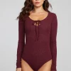 Hot Spelly Wine Red Bodysuit Women Loungewear