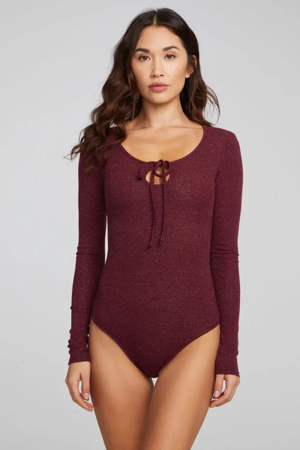 Hot Spelly Wine Red Bodysuit Women Loungewear