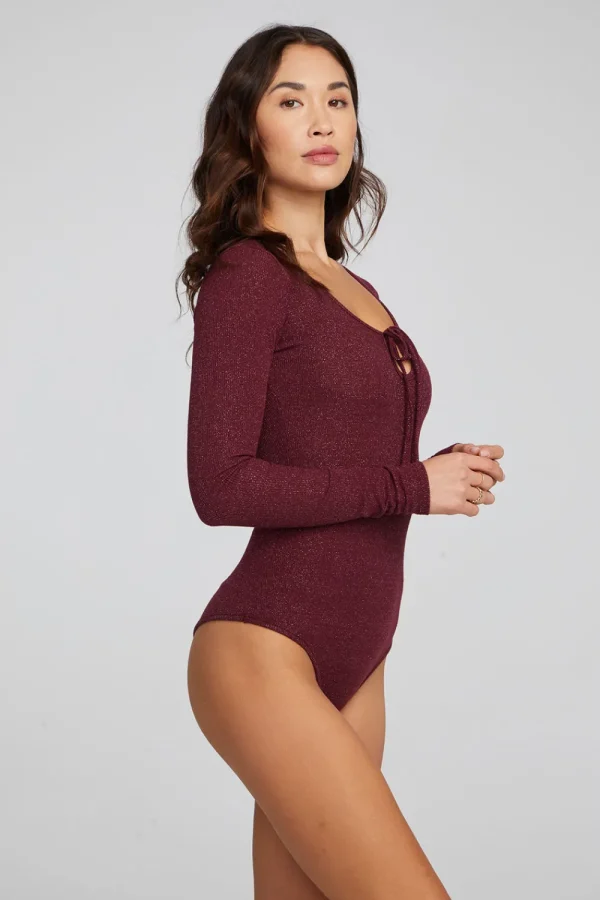 Hot Spelly Wine Red Bodysuit Women Loungewear