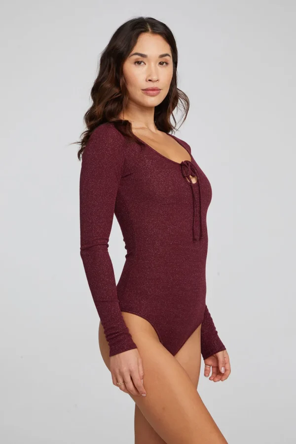 Hot Spelly Wine Red Bodysuit Women Loungewear