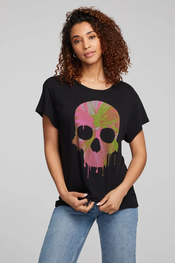 Store Spin Paint Skull Tee Women Loungewear | Graphics