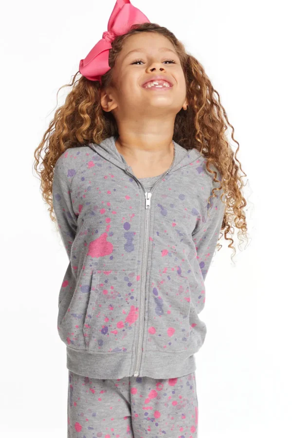Flash Sale Splatter Paint Zip-up Hoodie Kids Girls