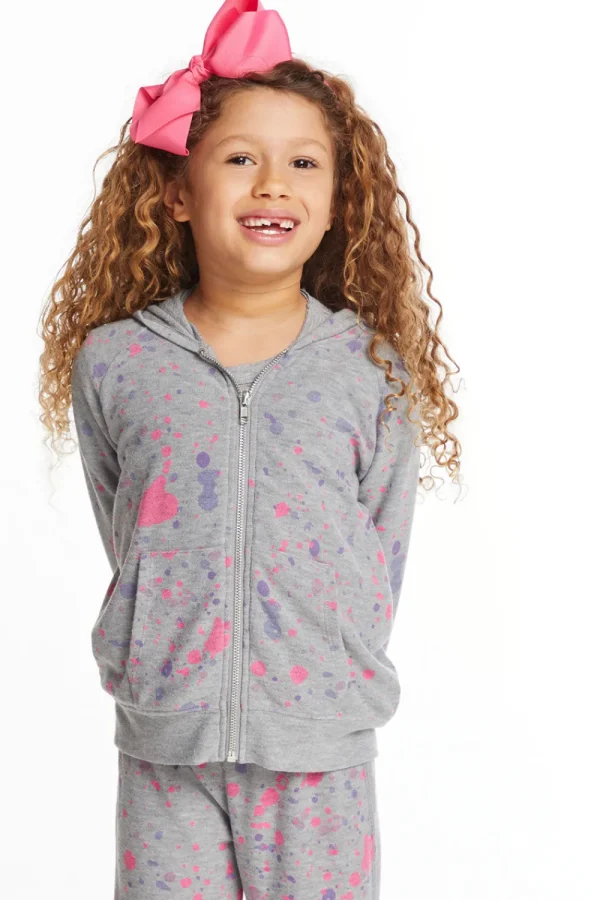 Flash Sale Splatter Paint Zip-up Hoodie Kids Girls