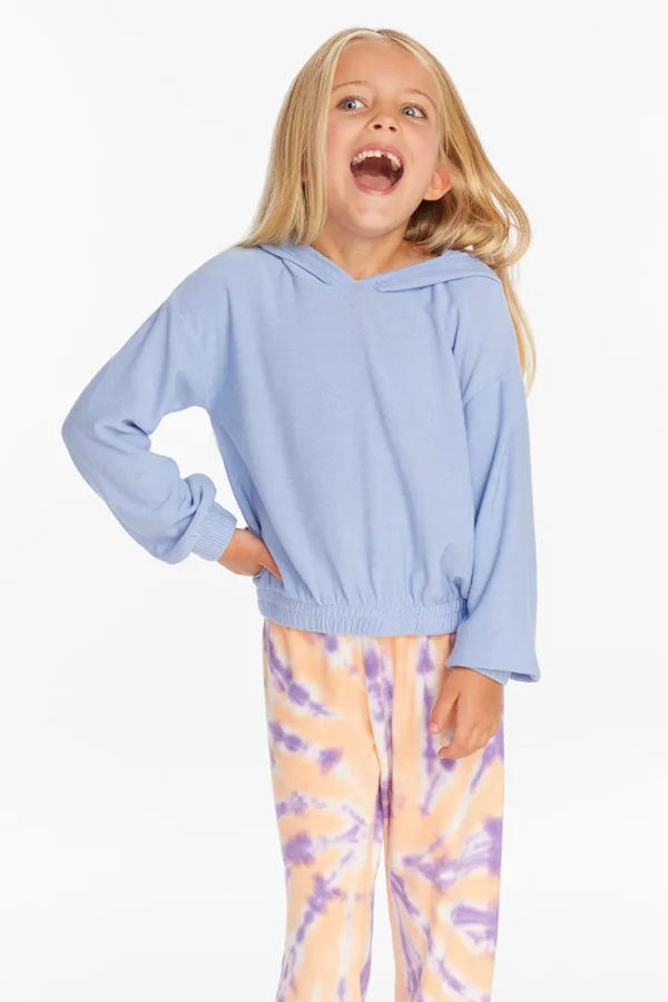 Discount Star Smiley Semi Cropped Shirred Hoodie Pullover Kids Girls