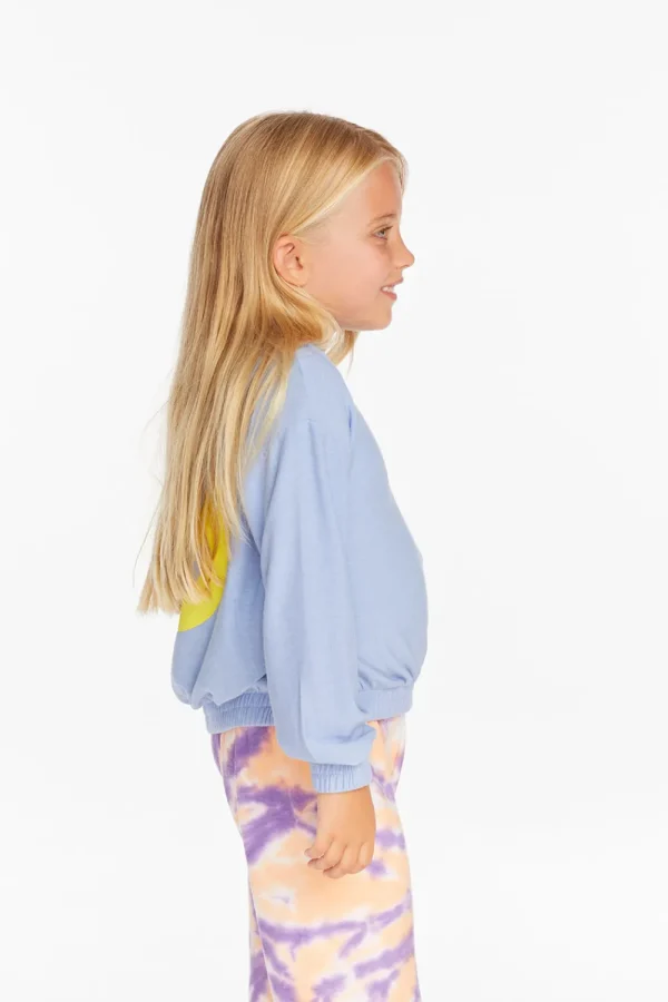 Discount Star Smiley Semi Cropped Shirred Hoodie Pullover Kids Girls