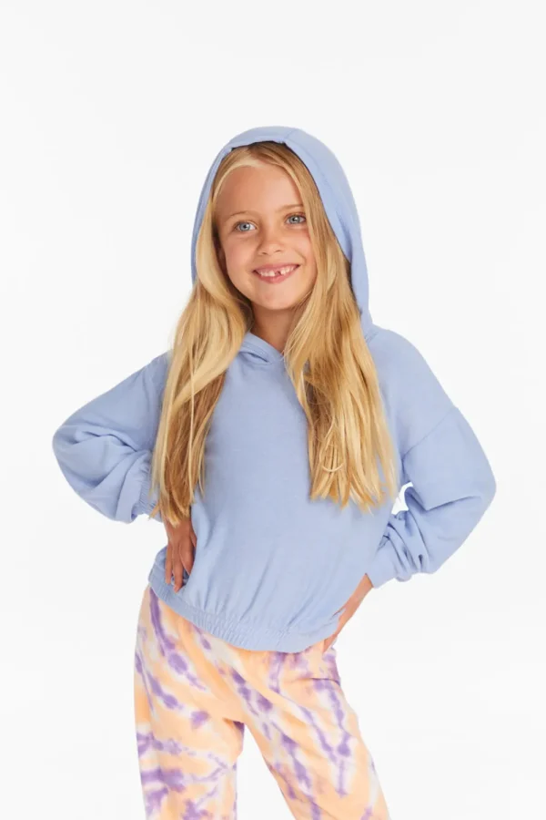Discount Star Smiley Semi Cropped Shirred Hoodie Pullover Kids Girls