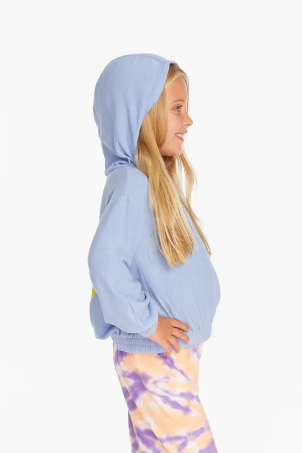 Discount Star Smiley Semi Cropped Shirred Hoodie Pullover Kids Girls