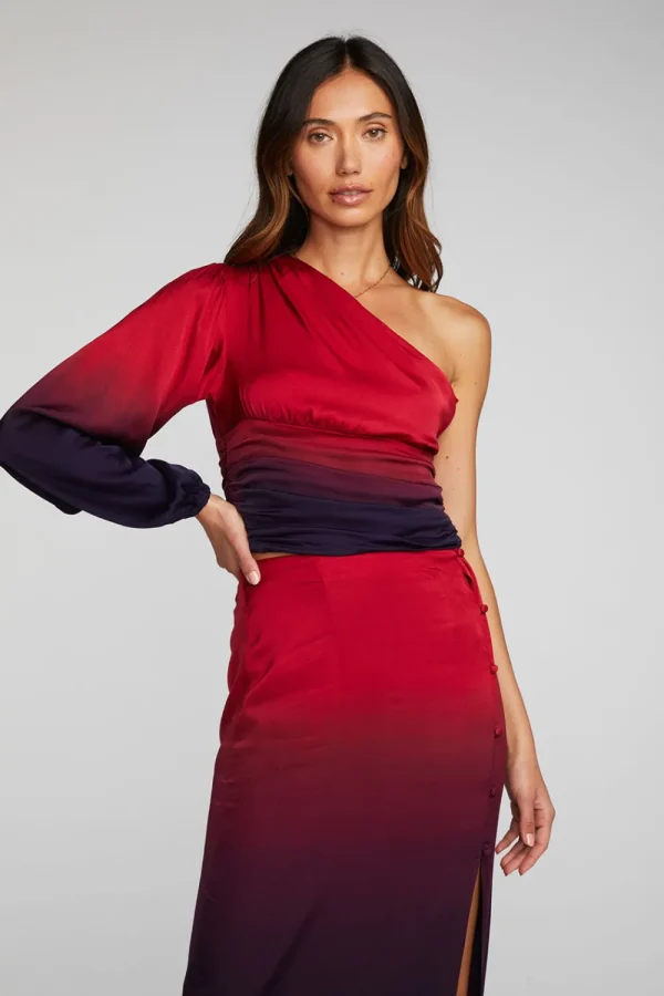 Online Stretch Silky Woven Cold Shoulder Blouse Women Loungewear | Tops