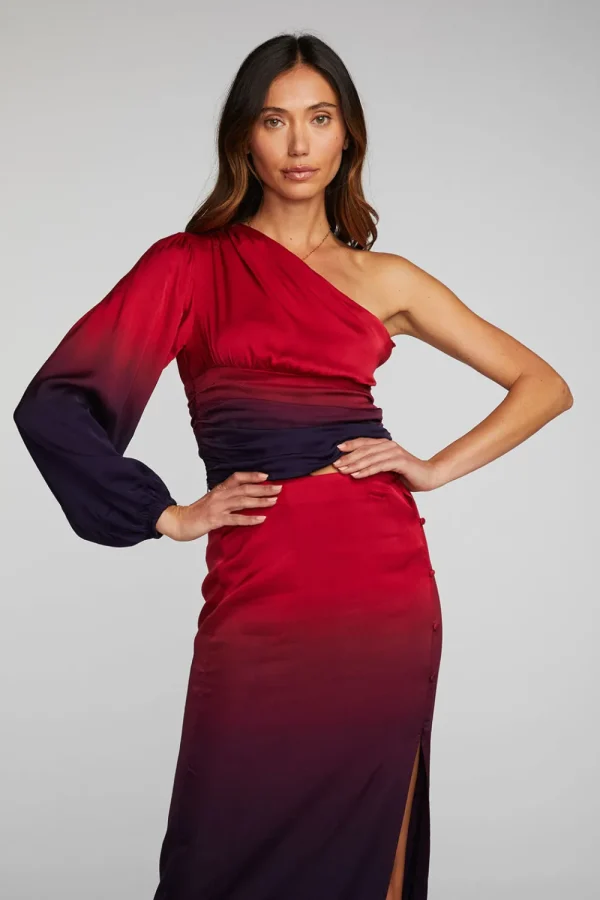 Online Stretch Silky Woven Cold Shoulder Blouse Women Loungewear | Tops