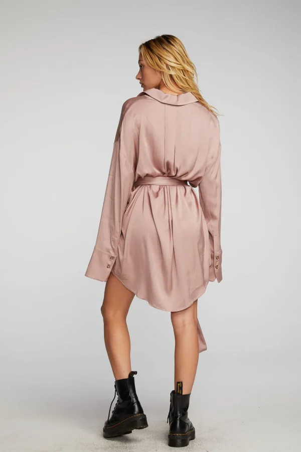 New Stretch Silky Woven Shirt Dress Women Loungewear | Dresses