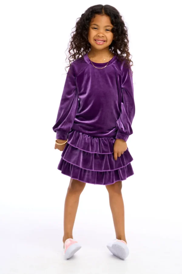 Hot Stretch Velvet Blouson Sleeve Raglan Kids Girls
