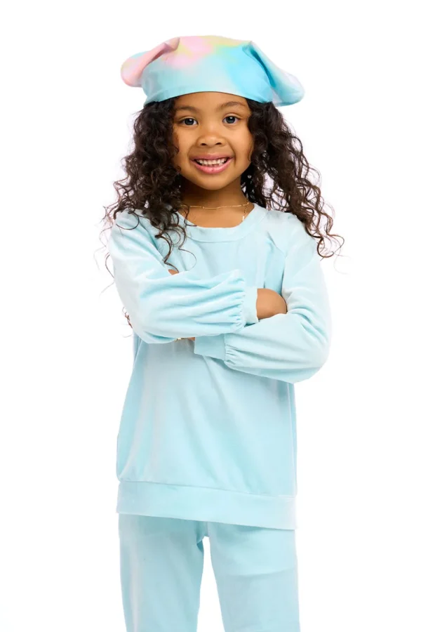 Outlet Stretch Velvet Blouson Sleeve Raglan Kids Girls