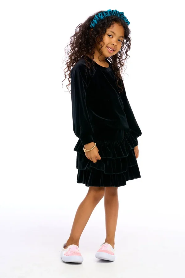 Best Stretch Velvet Blouson Sleeve Raglan Kids Girls