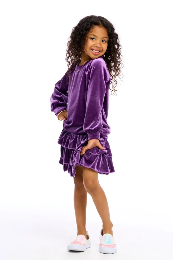 Hot Stretch Velvet Blouson Sleeve Raglan Kids Girls