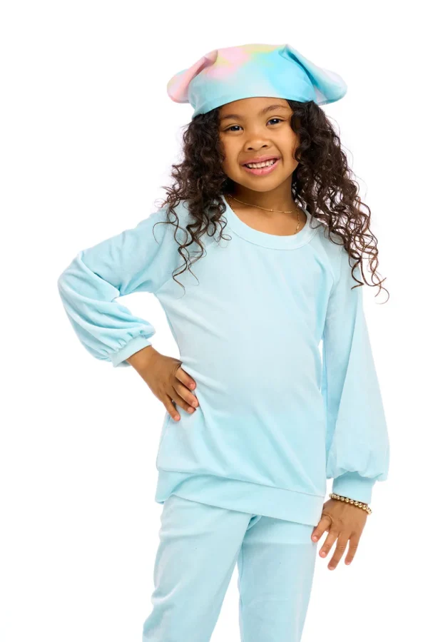 Outlet Stretch Velvet Blouson Sleeve Raglan Kids Girls